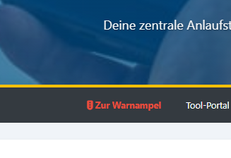Screenshot des neuen Wetter-Portals mit Fokus auf der Warnampel